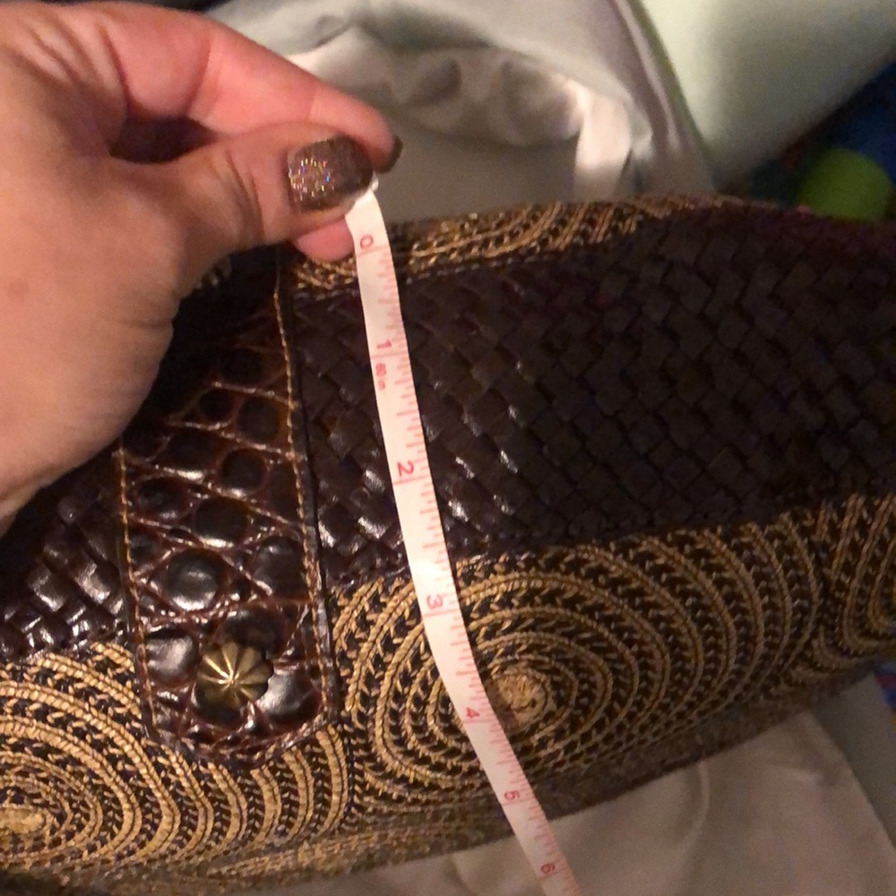 Eric Javits Large Straw Swirling Medallions Leather  Bag RARE Vtg looks new - Picture 12 of 12